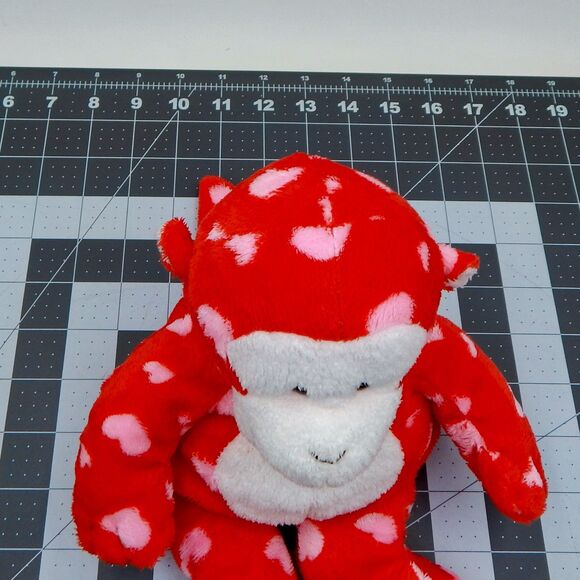 TY Pluffies Harts Red White Monkey Plush Pink Hearts Stuffed Animal 2006 TyLux - Picture 5 of 10